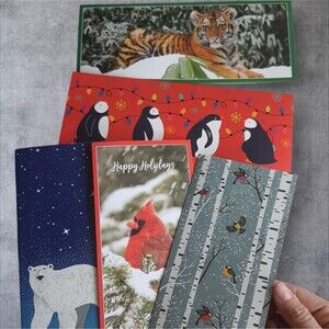 Lot Of 5 Vtg Christmas Holiday Cards World Wildlife Fund W Envelopes Tiger Birds